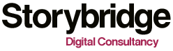 This is a text based logo saying Storybridge Digital